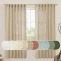 Linen Semi Sheer Curtains for Bedroom 72 Inch Length 2 Panels | Faux Linen by LAMIT