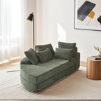 78.5" Corduroy Boneless Round Oversized Sofa, Converts into Two Recliners by Unknown