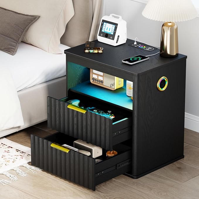 WOOVIVS Modern NightStand with Smart Human Sensor Lights, Bedside Table by WOOVIVS