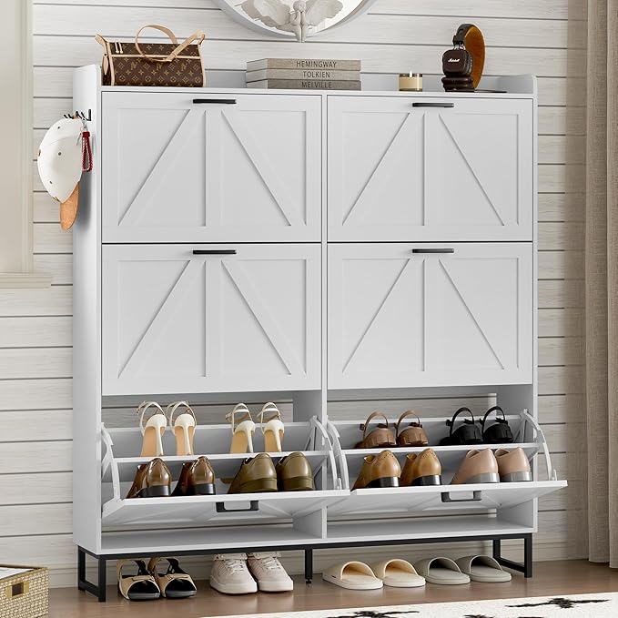 BORNOON Shoe Cabinet with 6 Flip Drawers Narrow Shoe Storage Cabinet Organizer by BORNOON
