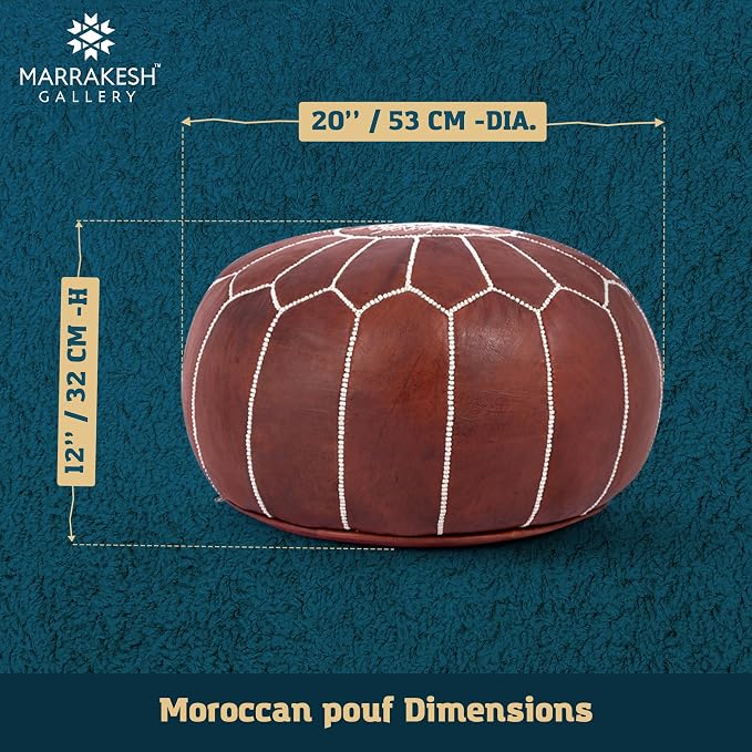 Marrakesh Gallery Genuine Leather Round Pouf Cover - Image 3