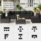 LEVELEVE 7 Pieces Outdoor Patio Furniture Sets, Rattan Conversation Sectional - Image 3