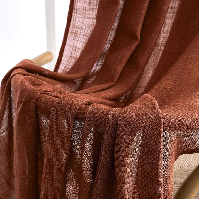 MIULEE Burnt Orange Fall Linen Curtains 37x90 Inch 2 Panels - Image 6