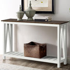 ChooChoo Farmhouse Console Table, Rustic Vintage Narrow Sofa Table by ChooChoo