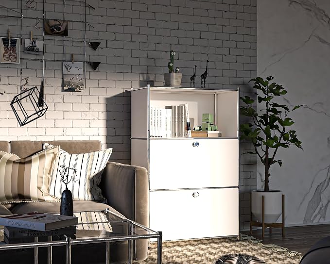 Metal Shelf with 2 Flap Doors, Large Capacity Cabinet, DIY Modern Home - Image 7