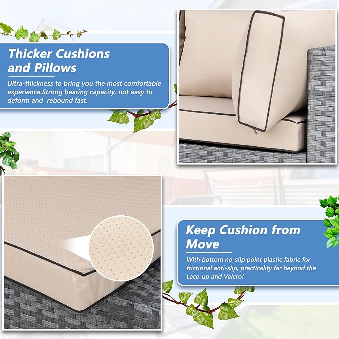Shintenchi 7 Pieces Outdoor Patio Furniture Sets, Patio Sectional Sofa Couch - Image 5