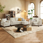4 Piece Modern Corduroy Sofa Set, L-Shaped Sectional Couch - Image 3