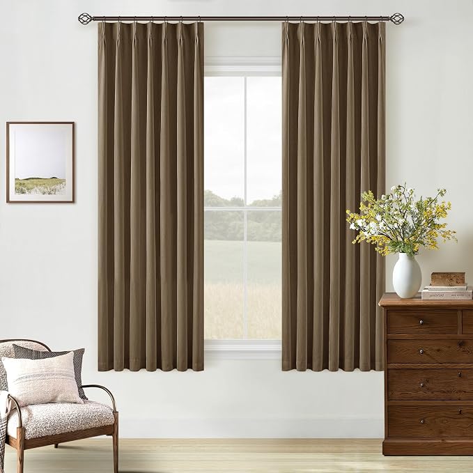 Dutch Cocoa 100% Blackout Pinch Pleated Linen 63 Inch Curtains - Image 8