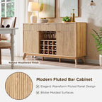 OKD Fluted Wine Bar Cabinet, 3 Drawers, 4 Glass Holders & 12 Wine Racks - Image 7