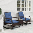 Outsunny 3 Piece Wicker Patio Furniture Set, PE Rattan Rocking Chairs - Image 8