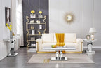 Henf Marble End Table Modern White Faux Marble Sofa Side Table - Image 8