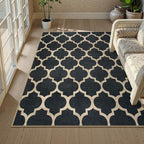 Lahome Moroccan Outdoor Rug 5x7, Easy Jute Black Washable Rugs by Lahome