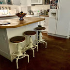 Topower Aged Antique Vintage Industrial Barstool Solid Wood Water Pipe Fire - Image 2