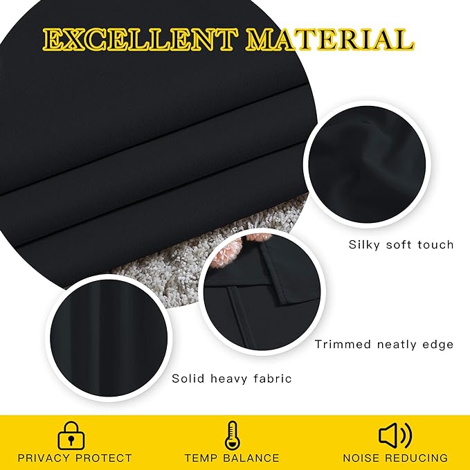 NICETOWN Black Out Sliding Door Curtains 2 Panels Set 118 inches Long, Grommet - Image 4