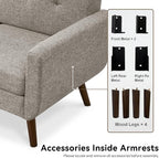 Tbfit 56" W Loveseat Sofa, Mid Century Modern Decor Love Seat Couches - Image 9