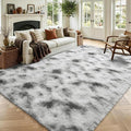 Noahas 4x6 Tie-Dyed Grey and White Fluffy Area Rug Non-Slip by ModernHomeDecor