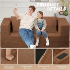 Folding Bean Bag Chair for Adults, 3-in-1 Bean Bag Couch Faux Fur Floor Sofa - Image 8