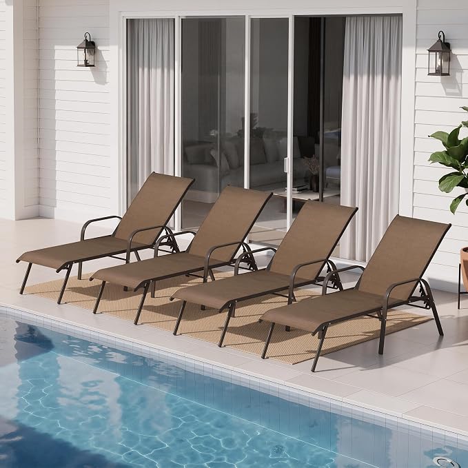 Crestlive Products Outdoor Chaise Lounge Chair, 5-Position Pool Lounge Chairs - Image 9