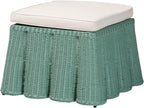 Bali & pari Palm Bohemian Seafoam Green Scallop Rattan Ottoman by balipari