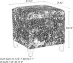 Adeco 18 Inch High Cube Ottoman Storage, Linen Chair Foot Stools, Upholstered - Image 2