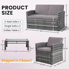 KROFEM 4-Piece Patio Furniture Set, Wicker Outdoor Rattan Sectional Sofa - Image 6