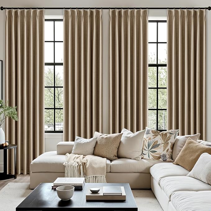 MIULEE Cafe Brown Pinch Pleated 100% Blackout Linen Curtains 40x102 Inches | - Image 7
