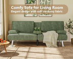 Flamaker Futon Sofa Bed Corduroy Folding Couch Adjustable Sleeper Sofa Bed - Image 5