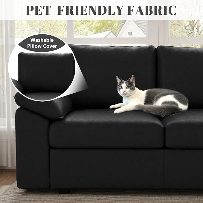 85 Inch Faux Leather Modular Sectional Sofa - Image 8