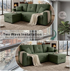 L Shaped Sectional Couch with Storage and Pull Out Bed, 3 Seater Sleeper Sofas - Image 8