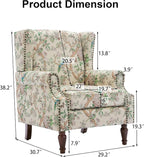 Pia Ricco Set of 2 Floral Accent Chairs, High Back Upholstered Armchairs - Image 2
