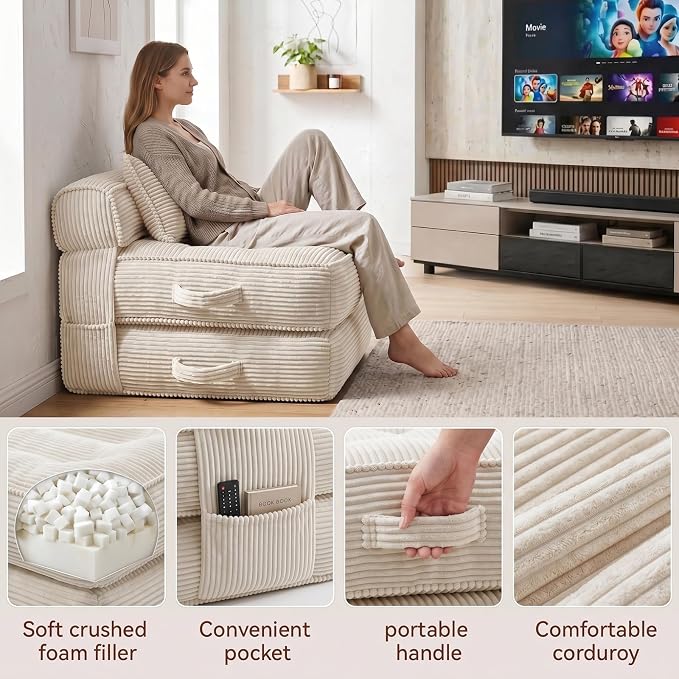 Folding Sofa Bed, Convertible Sleeper Chair - Image 4