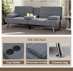 Flamaker Futon Sofa Bed Modern Folding Futon Set Linen Fabric Convertible - Image 5
