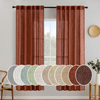 MIULEE Burnt Orange Fall Linen Curtains 37x72 Inch 2 Panels by MIULEE