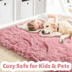 Amdrebio Blush Pink Large Fluffy Area Rug 6x9 - Image 2