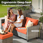 ovios 9 Pieces Patio Furniture Set, Outdoor Wicker Sofa Couch - Image 7
