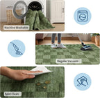 GarveeHome Moss Green Checkered Rug 5x7 Area Rug Washable Geometric 5x7 Rug | - Image 8