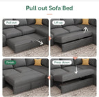 HONBAY Modular Sectional Sleeper Sofa Bed, - Image 5