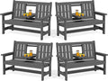 SERWALL Outdoor Bench with Cup Holder, Oversized 58" HDPE Porch Bench Suitable by SERWALL