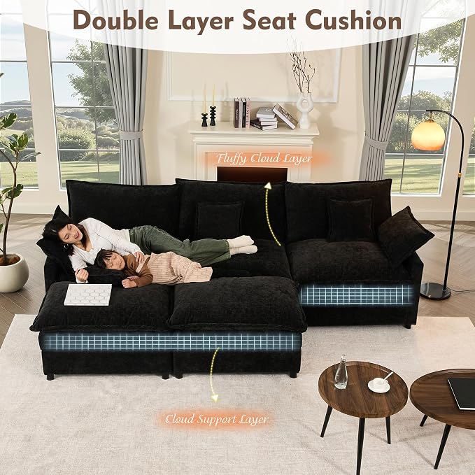 GOSUHI 108" U Shaped Couch, Modular Sectional Sofa, 3-Seater Comfy Cloud Couch - Image 4