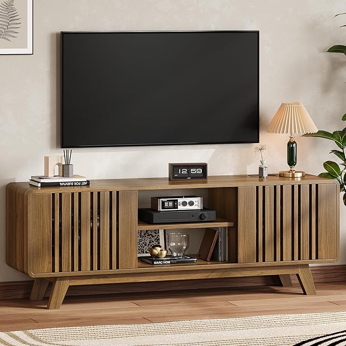 ONBRILL 63-Inch TV Stand for TVs up to 75 Inch, Mid-Century Modern Television by ONBRILL