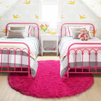Amdrebio Hot Pink Fluffy Round Rug 4Ft - Image 8
