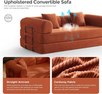 79" Convertible Sofa Bed with Fixed-Shape Frame & Removable Armrests, Modular - Image 4