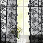 YJ YANJUN Vintage Lace Curtains 54 inch Length Victorian Floral Pattern Goth - Image 3