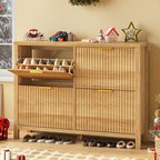 YOMILUVE Shoe Cabinet Storage for Entryway, Fluted Shoe Cabinet - Image 3