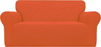 Easy-Going Stretch Loveseat Couch Covers Washable Orange | 1-Piece Loveseat by Easy-Going