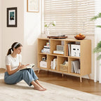 7-Cube Storage Organizer with Natural Wood Legs, Mid-Century Modern Bookcase - Image 5