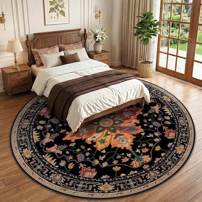 RELEANY Washable Area Rug, Round 10ft, Water Repellent, Pet Friendly, Vintage - Image 2