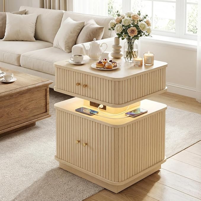 Nightstands Set of 2 with Charging Station, Modern Night Stands Set 2 with - Image 5