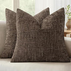 MIULEE Chenille Textured Fall Throw Pillow Covers Brown 20x20 Set of 2 | Slubby by MIULEE