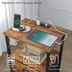sthmec Nightstand with Charging Station, Night Stand with 2 Fabric Drawers - Image 4